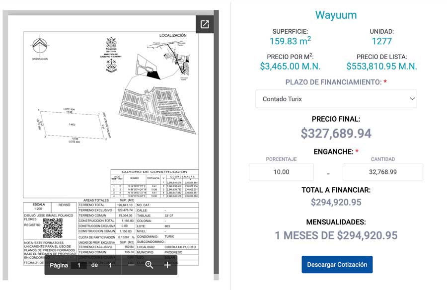 Precio de Terreno Residencial Wayúum en Mérida