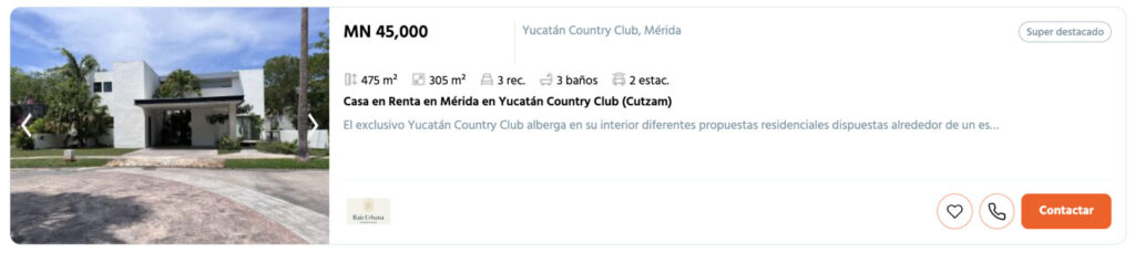 Precio Renta de Casas Mérida Country Club