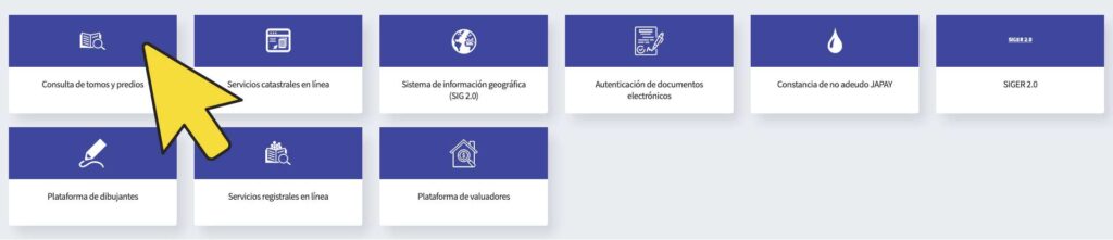 Ahora da clic en Consulta de Tomos y Predios para saber si tu Terreno en Mérida es Legal