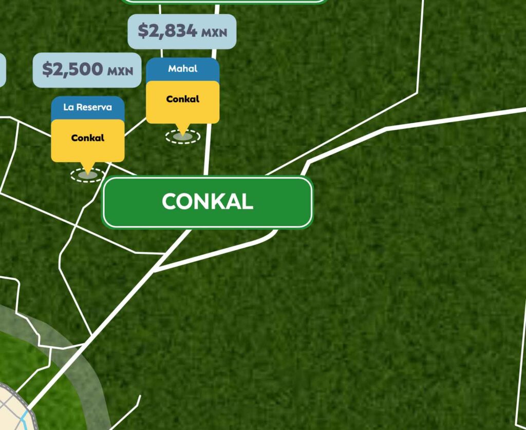 Precios del Metro Cuadrado de los Terrenos en Mérida en la Zona Conkal