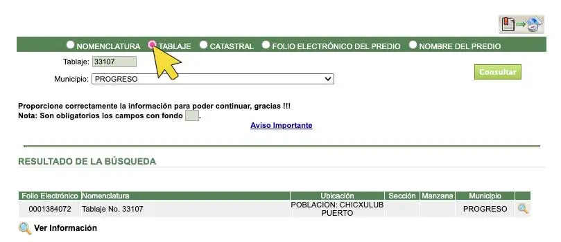 Da clic en Tablaje para saber si tu Terreno en Mérida es Legal