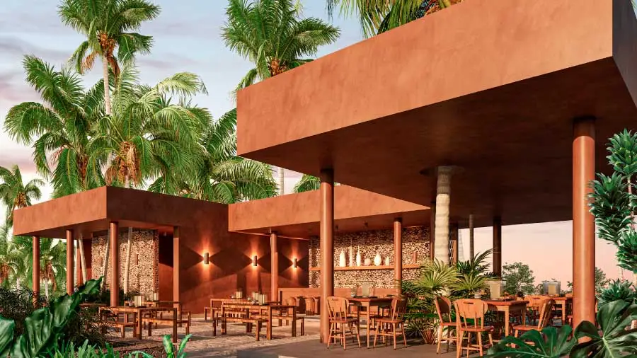 Terraza central en Desarrollo Cayo Coco Tropical Living