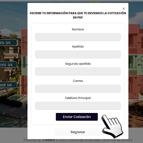Paso 5 Llena tus Datos y da clic en Enviar Cotización