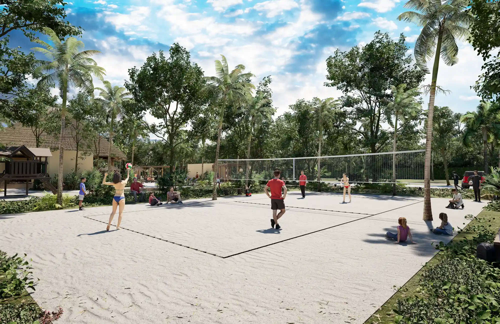 Cancha de Volley Ball de Arena en Aldea Balhá Residencial Terrenos en Telchac Puerto Yucatán