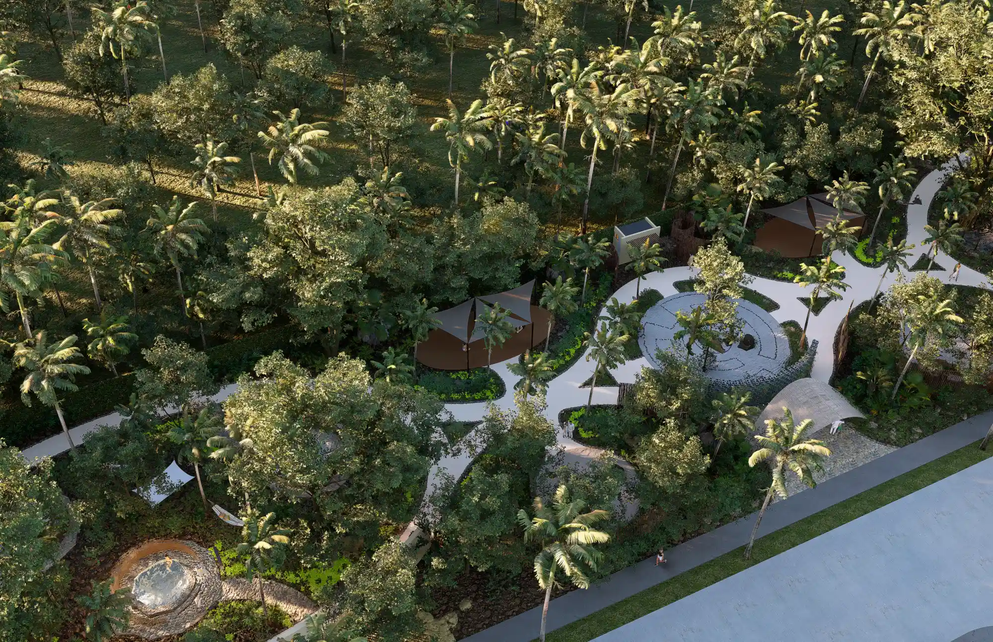 Toma Aérea Parque Holístico Aldea Balhá Residencial Terrenos en Telchac Puerto Yucatán