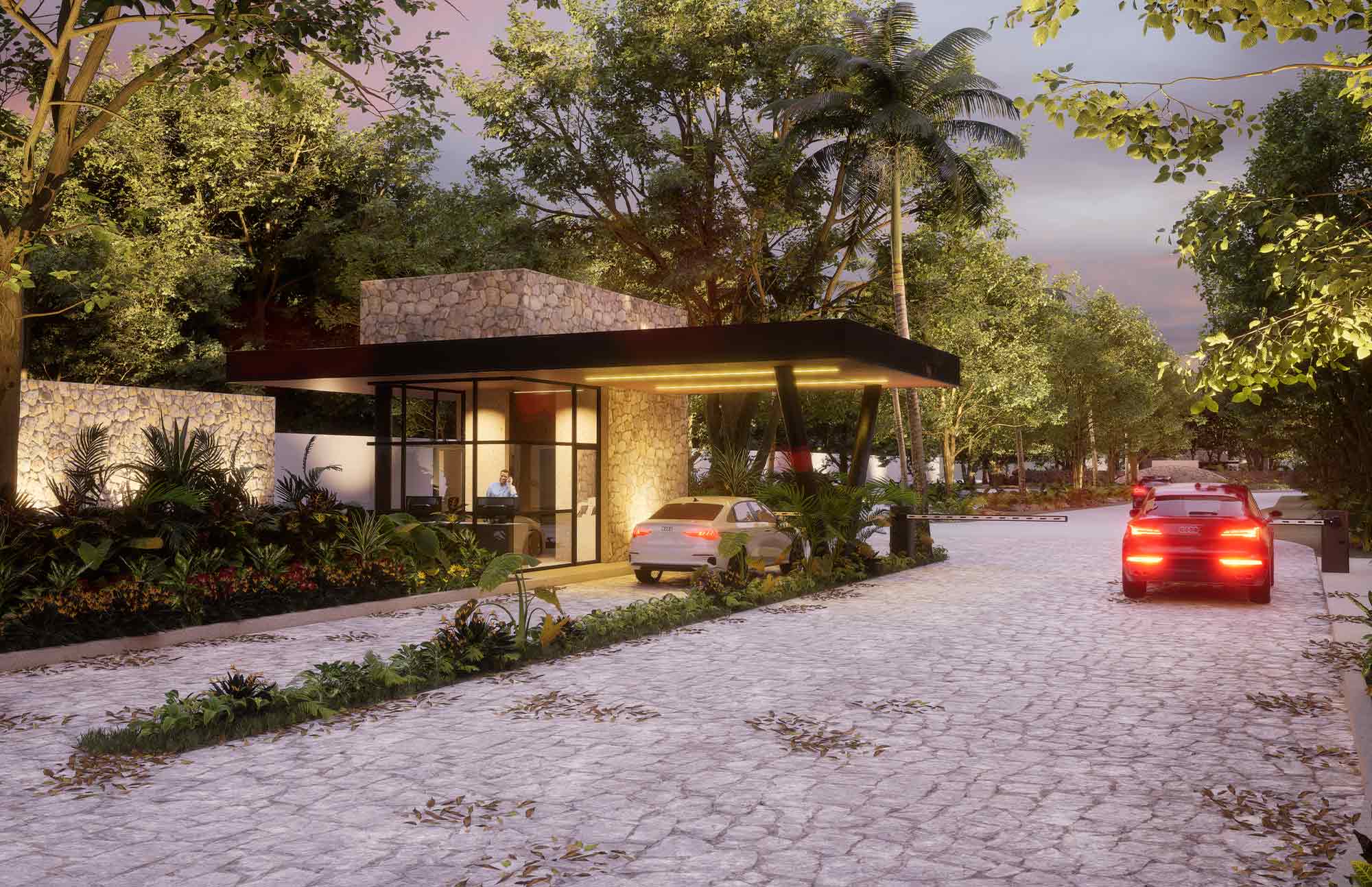 Acceso en Punta Cometas Residencial Terrenos en Mérida, Yucatán en la Zona de Chuburná