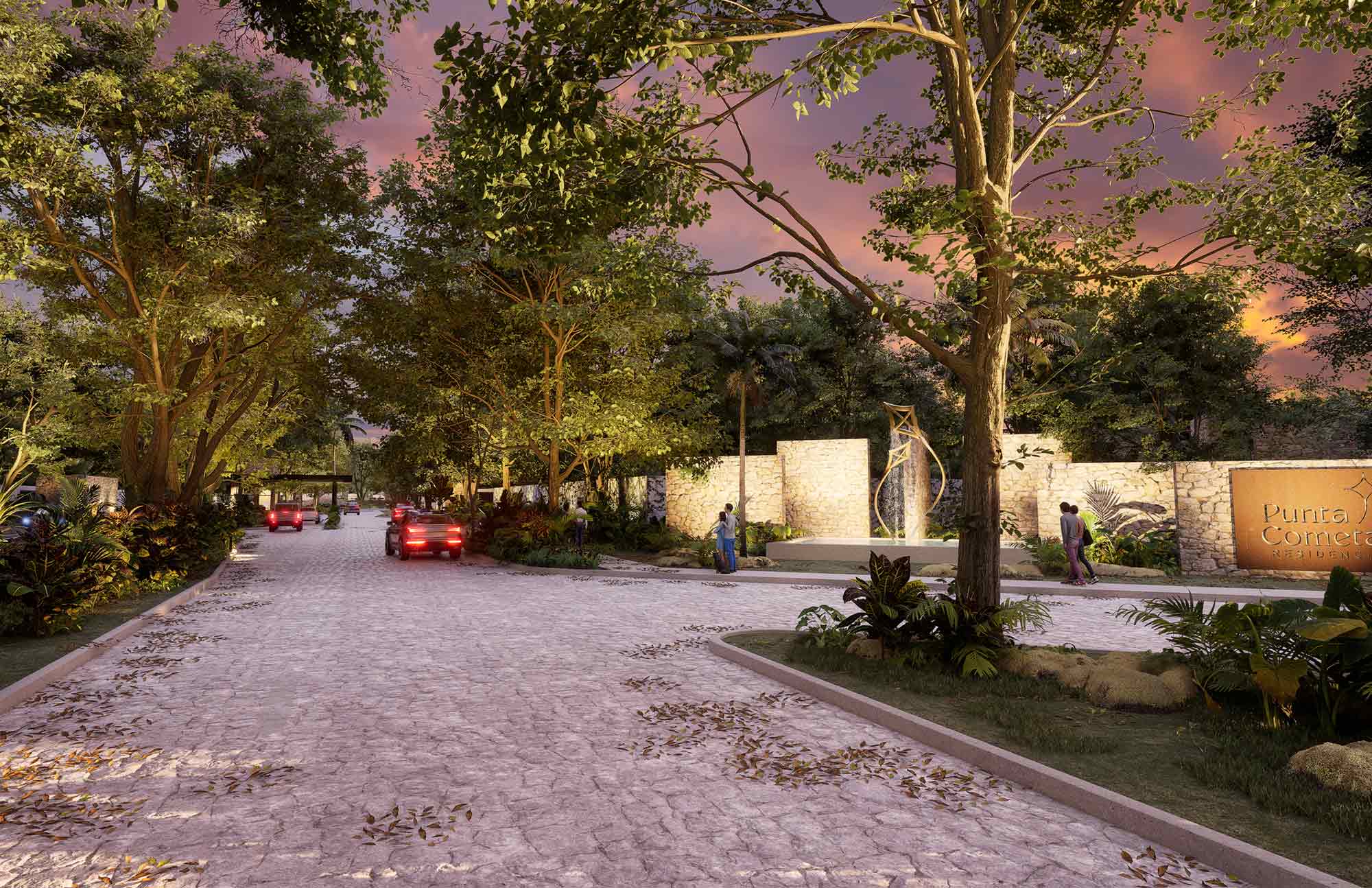 Avenida en Punta Cometas Residencial Terrenos en Mérida, Yucatán en la Zona de Chuburná