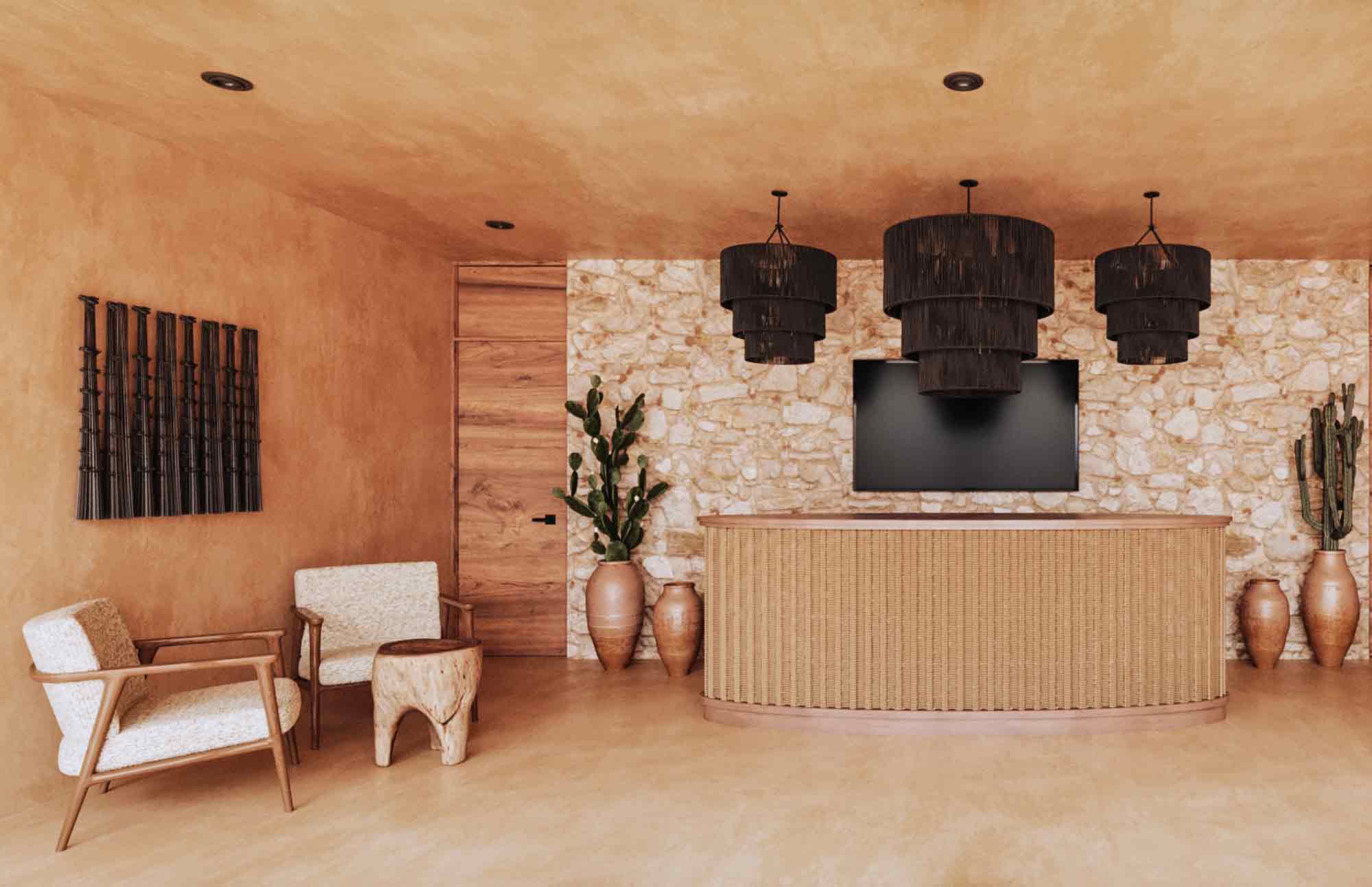 Lobby en Wayúum Gran Comunidad Residencial Terrenos en Mérida Yucatán en la Zona de Chicxulub