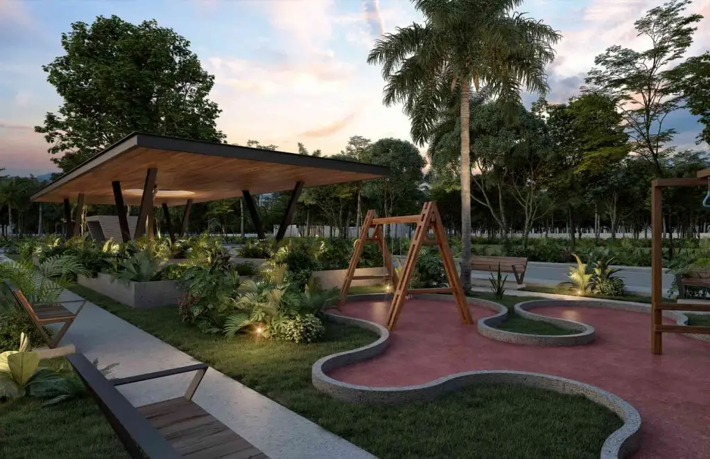 Parque Aire Libre en Mahal Residencial Contemporánea Terrenos en Mérida Yucatán en la Zona de Conkal