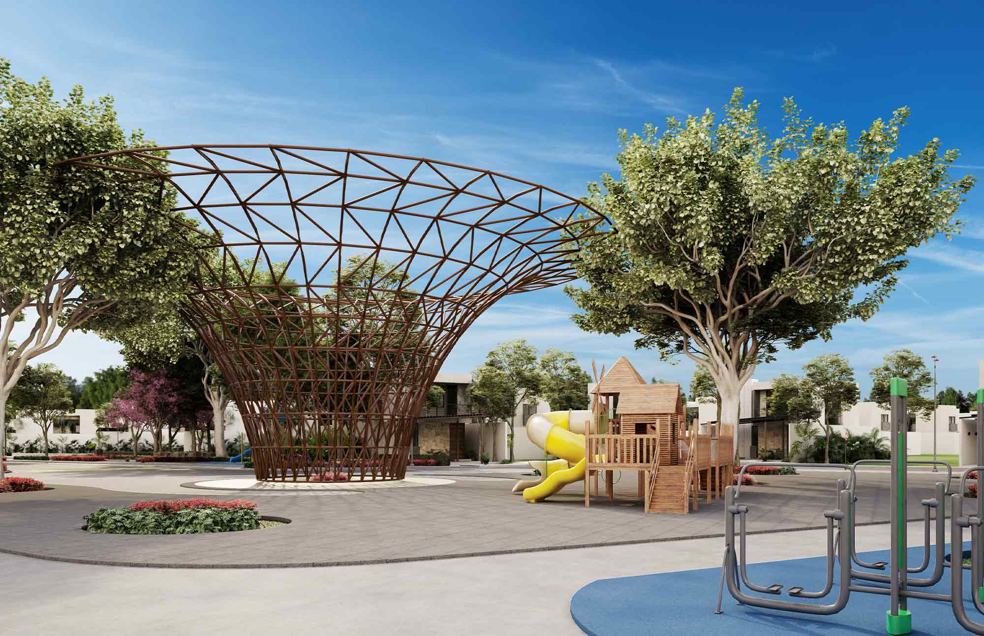 Parque Central en Wayúum Gran Comunidad Residencial Terrenos en Mérida Yucatán en la Zona de Chicxulub