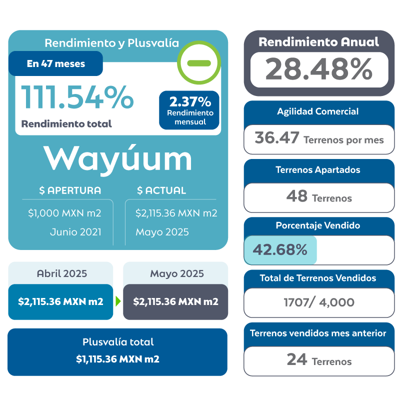 Rendimiento y plusvalía Mayo Wayúum