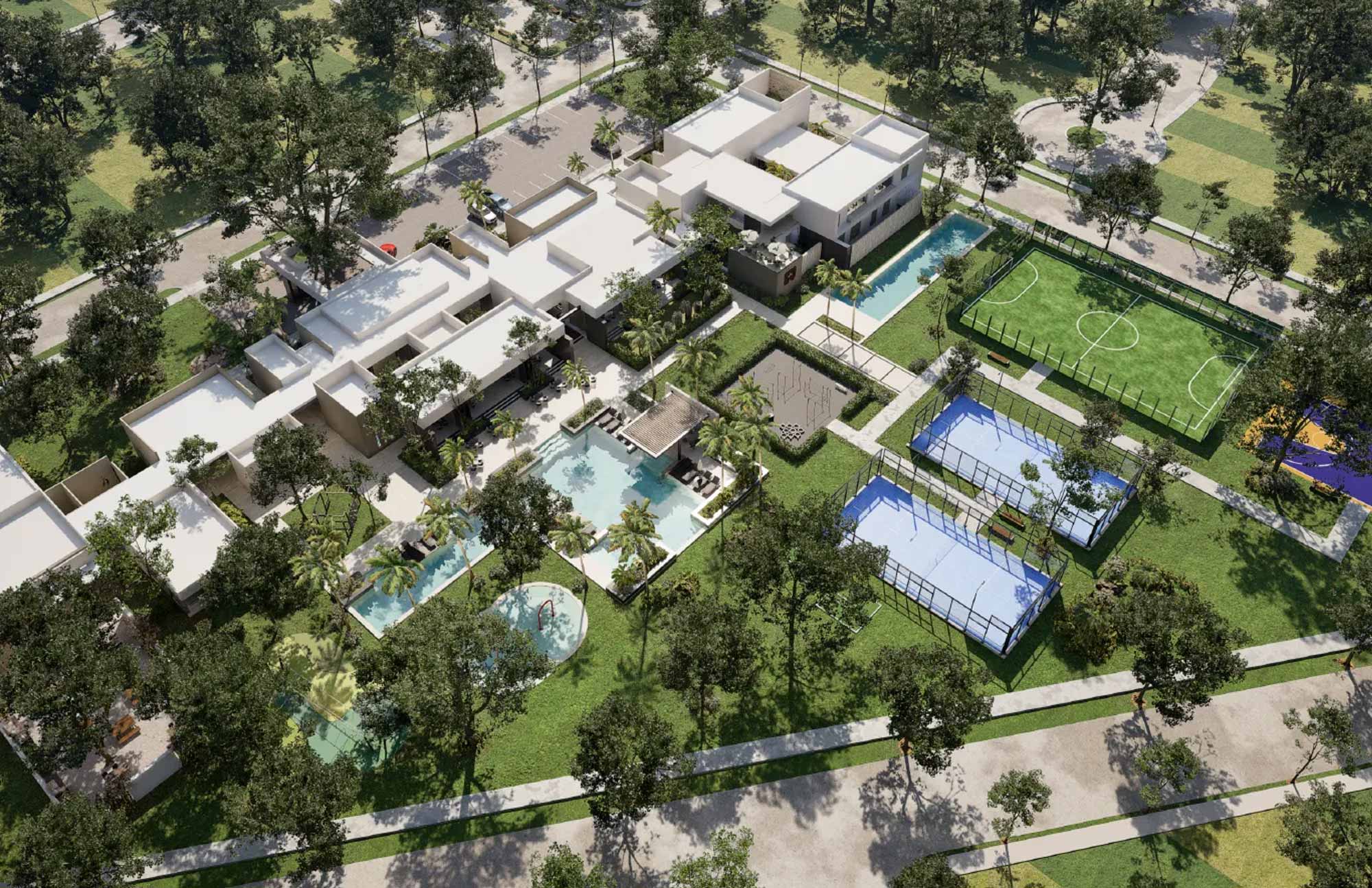 Vista Aérea en Puerta Xaibé Residencial Terrenos en Mérida, Yucatán en la Zona de Country