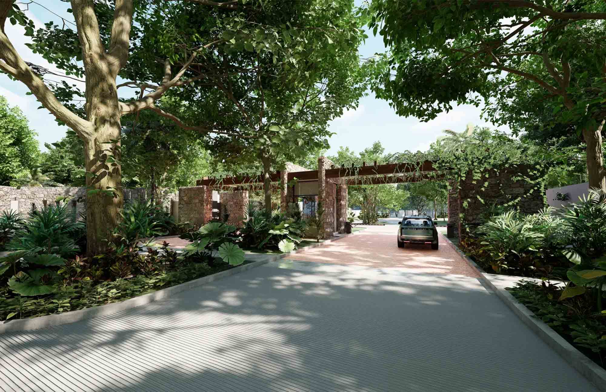 Acceso en Copaura Residencial Terrenos en Valladolid, Yucatán