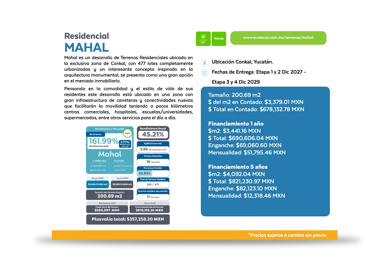 Catálogo de Terrenos en Mérida ÉCOLE Junio 2025 Página de Terrenos en Mérida Mahal
