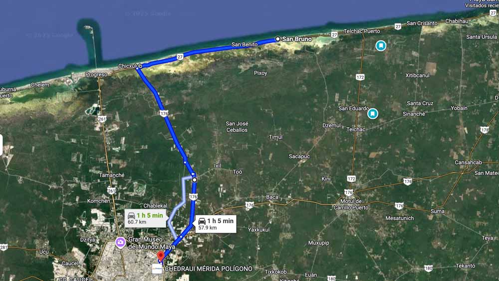 Rumbo a la Playa de San Bruno Yucatán