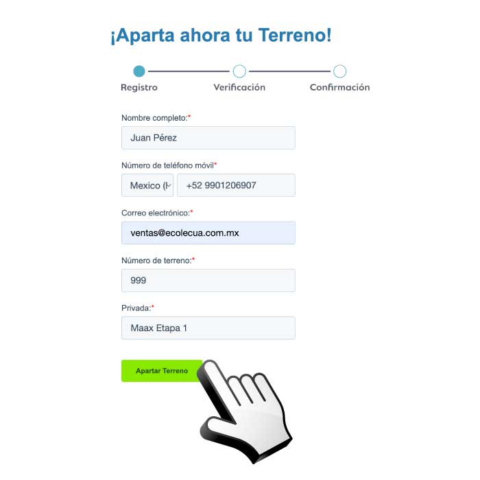 Formulario Aparta Tu Terreno en Mérida