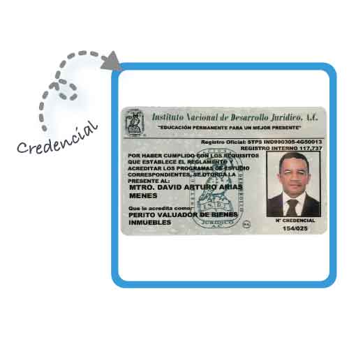 Credencial Perito en Valuación Inmobiliaria David Arias