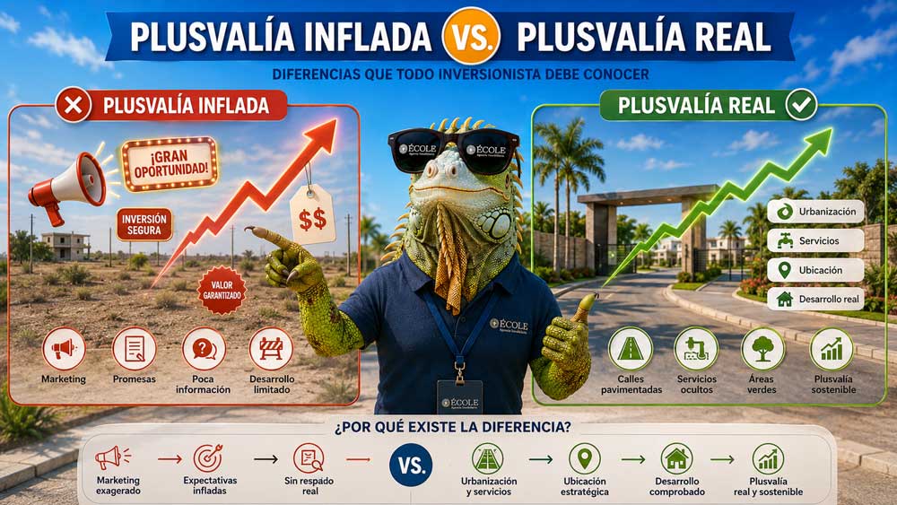 Terrenos en Mérida Urbanizados VS Sin Urbanizar TOLOC parado comparando la Plusvalía Inflada vs. la Plusvalía Real