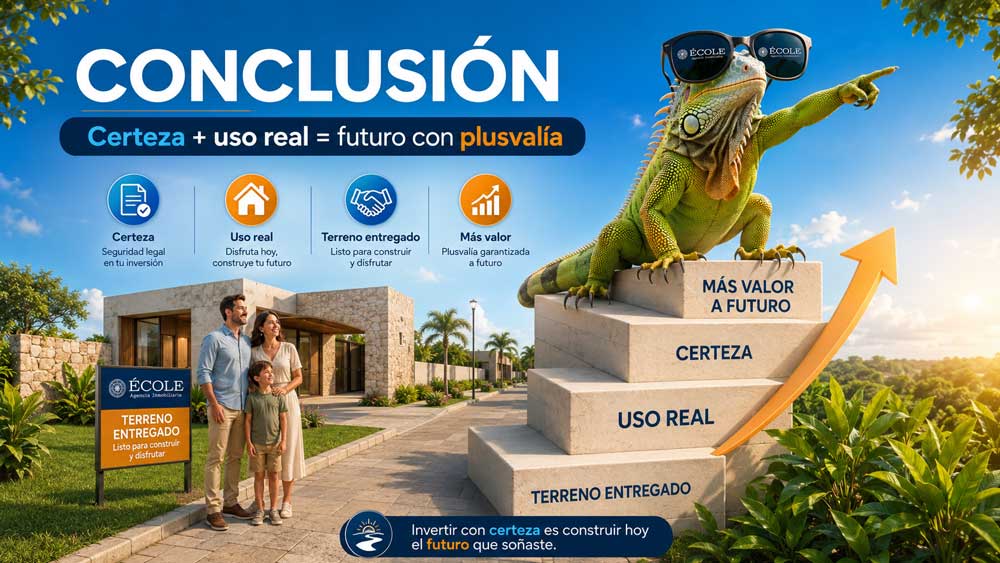 Terrenos en Mérida Urbanizados VS Sin Urbanizar TOLOC parado sobre una escalera que muestra lo mejor de comprar Terrenos con Plusvalía en Privadas Residenciales