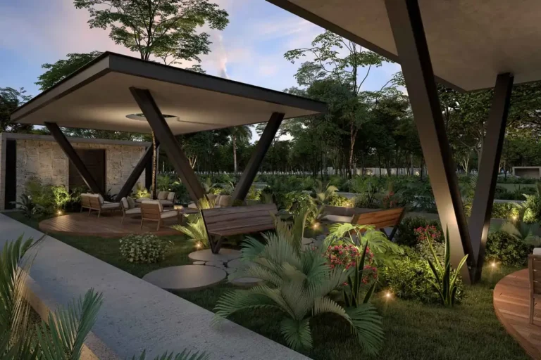 Render del parque social y áreas de convivencia de MAHAL Residencial