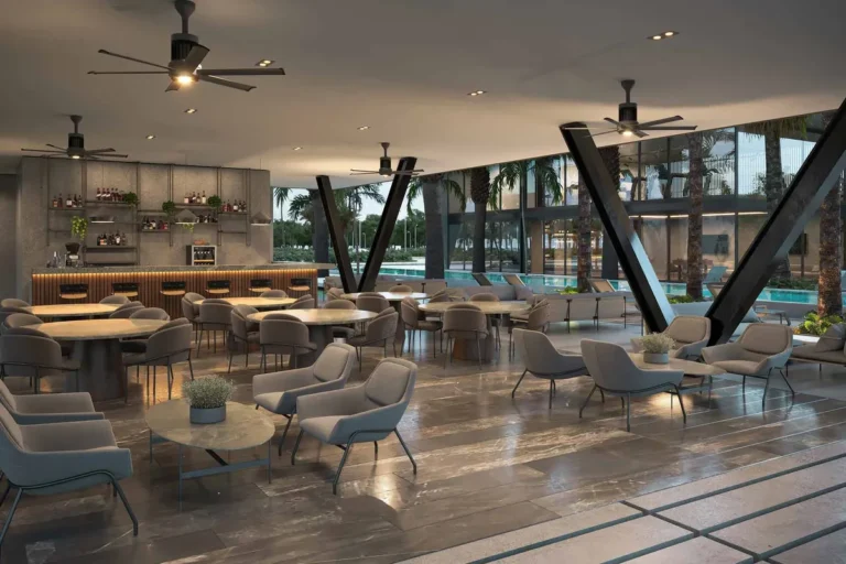 Render de la terraza bar de Taj Casa Club en MAHAL Residencial
